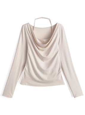 ホルターネックドレープカシュクールトップス