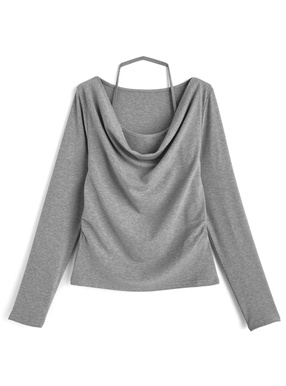 ホルターネックドレープカシュクールトップス