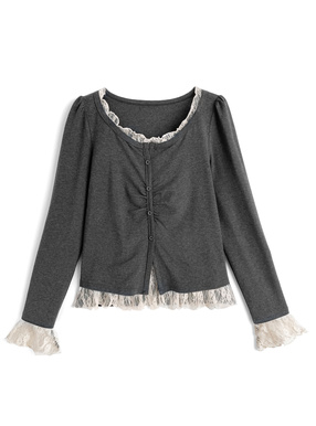 レースレイヤード風ギャザートップス