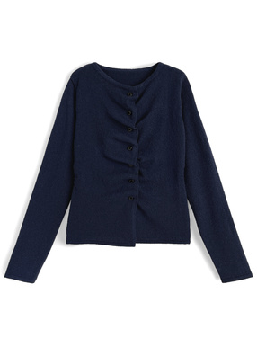 ギャザーボタンニットカーディガン
