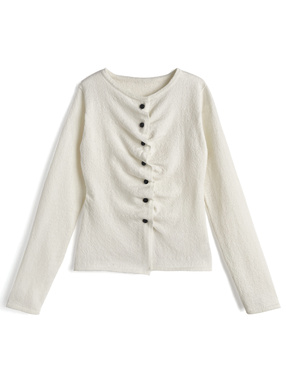 ギャザーボタンニットカーディガン