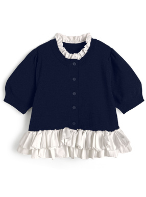 フリルドッキングニットカーディガン