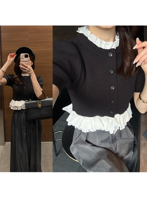 フリルドッキングニットカーディガン