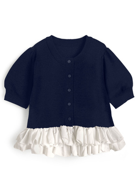 フリルドッキングニットカーディガン