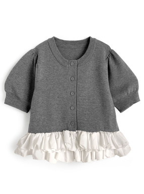 フリルドッキングニットカーディガン