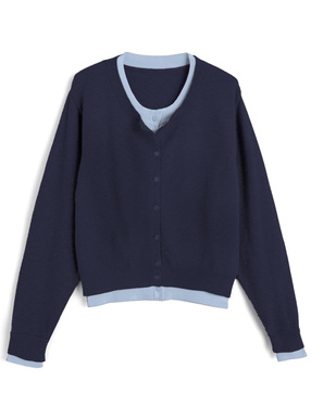 配色レイヤード風ニットカーディガン