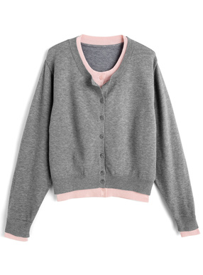 配色レイヤード風ニットカーディガン