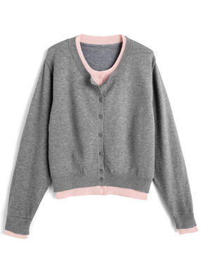 配色レイヤード風ニットカーディガン