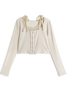 レースレイヤード風フリルトップス