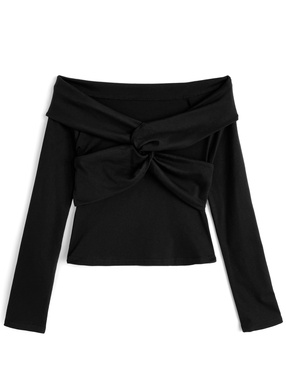 ツイストデザインオフショルダートップス