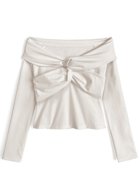 ツイストデザインオフショルダートップス