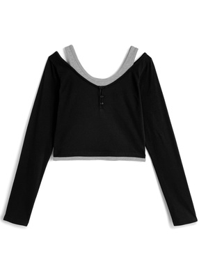 タンクトップレイヤード風オフショルダートップス