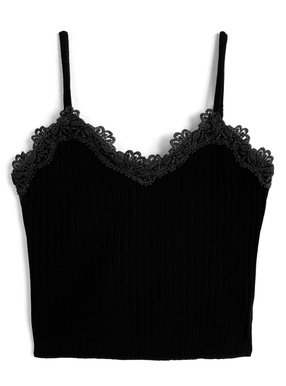 レースリブニットキャミソール