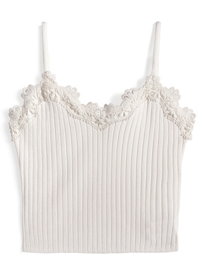 レースリブニットキャミソール