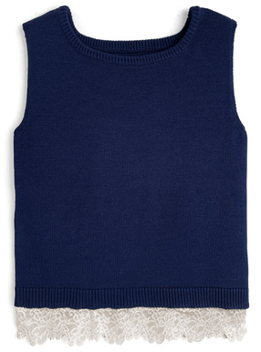 レースドッキングノースリーブニットトップス