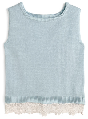 レースドッキングノースリーブニットトップス