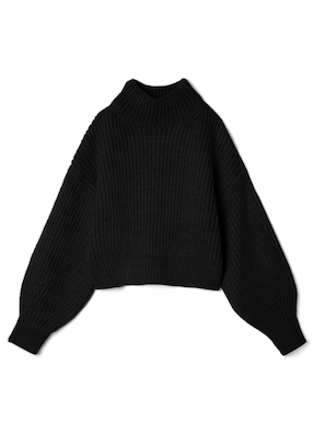 ボリュームスリーブハイネックニットトップス