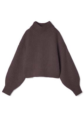 ボリュームスリーブハイネックニットトップス