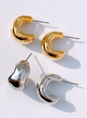 太ウェーブフープピアス