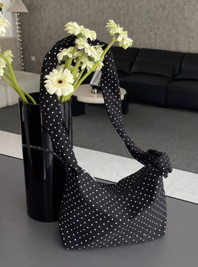 ドット柄ギャザーハンドルバッグ