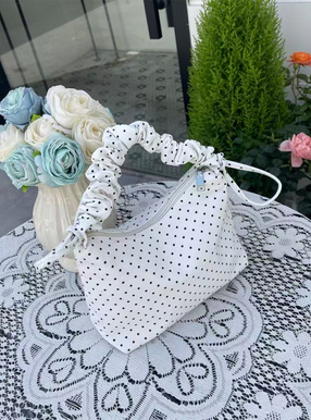 ドット柄ギャザーハンドルバッグ