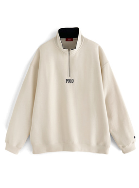 POLO ハーフジップ刺繍ロゴスウェットトップス