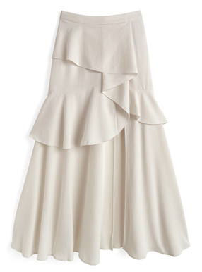アシンメトリーラッフルスリットスカート