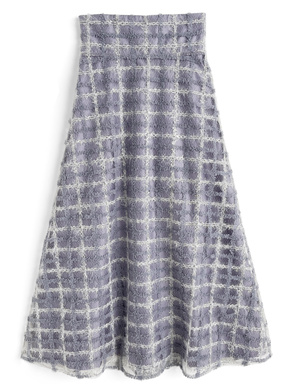 チェック柄オーガンジーフレアスカート