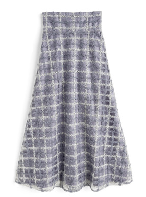 チェック柄オーガンジーフレアスカート