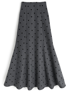 ドット柄フレアロングスカート