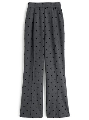 ドット柄センターシームセミフレアパンツ