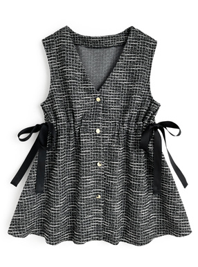 サイドリボンツイードペプラムベスト