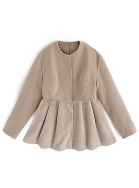 ファー切替ペプラムコート