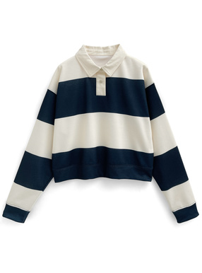 ボーダー柄ラガースウェットトップス