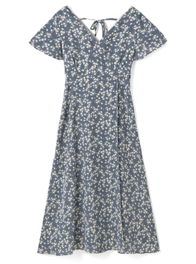 小花柄カシュクールワンピース