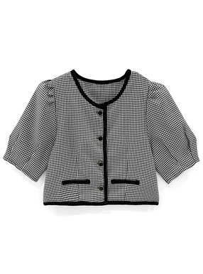 チェック柄ショート丈トップス