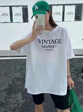 ロゴプリントサイドスリットビッグTシャツ