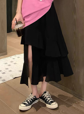 アシンメトリースリットティアードスカート
