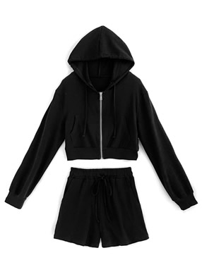ショート丈パーカーXショートパンツセットアップ