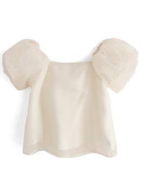 バルーンスリーブオーガンジーブラウス