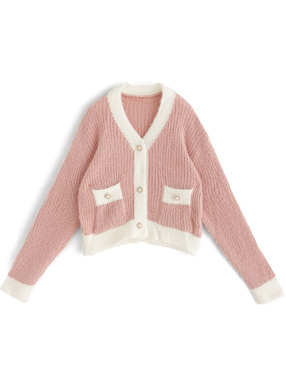 配色ニットカーディガン