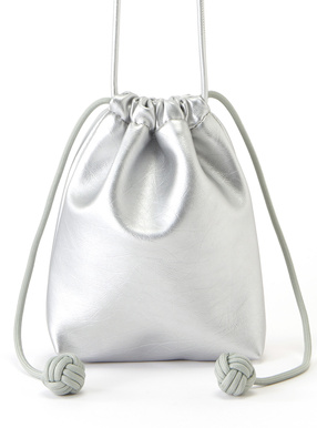 レザーショルダー巾着バッグ