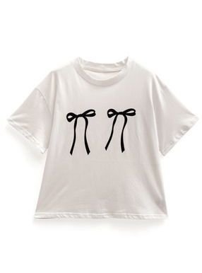 リボンプリントTシャツ