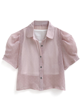 ドットシアーシャツ×タンクトップアンサンブル