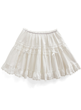 インパン裏地付きレースリボンフリルミニスカート