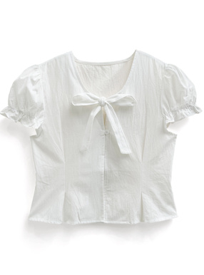 リボンパフスリーブブラウス