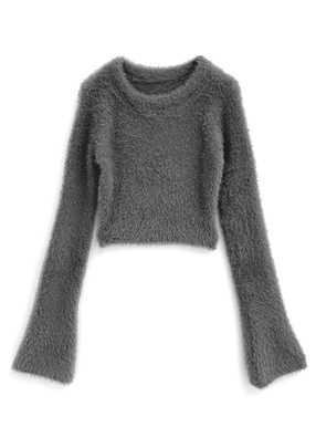 フレアスリーブシャギーニットトップス