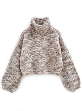 ミックスカラータートルネックニットトップス