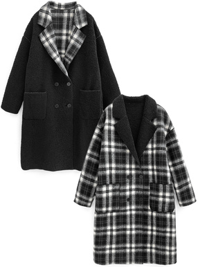 チェック柄リバーシブルチェスターコート