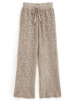 レオパード柄ストレートワイドニットパンツ